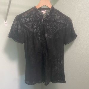 Unique Vintage Black La Catrina Burnout Lilette Blouse